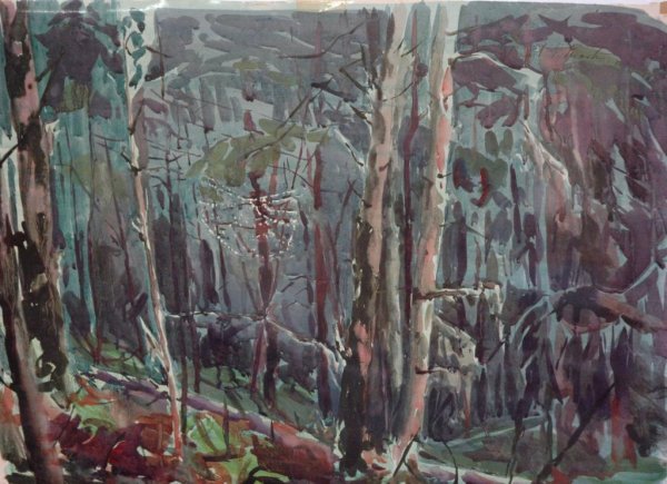 MARTIN (AMERICAN) Forest Interior Watercolor