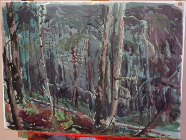 MARTIN (AMERICAN) Forest Interior Watercolor - 2
