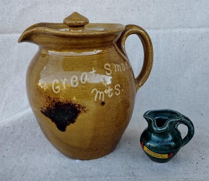 W.J. Gordy Signed Covered Pitcher and Small Souvenir from Tallulah Point, GA (1 of 5)