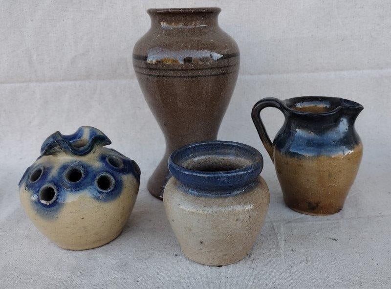 Four Pieces of Hilton Pottery - Vase, Pitcher, Flower Frog, Sugar (1 of 15)