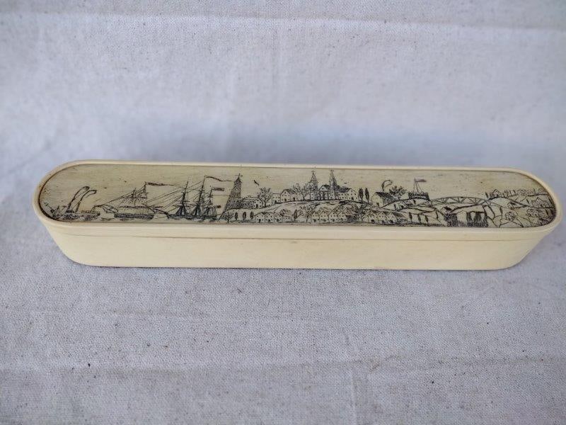 MOMA Scrimshaw Type Oval Box: 12" w x 2" d x 2" h, shipping available