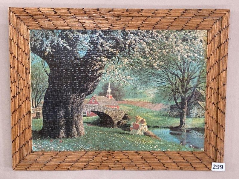 Folk Art Matchstick Frame with Jigsaw Puzzle (1 of 7)