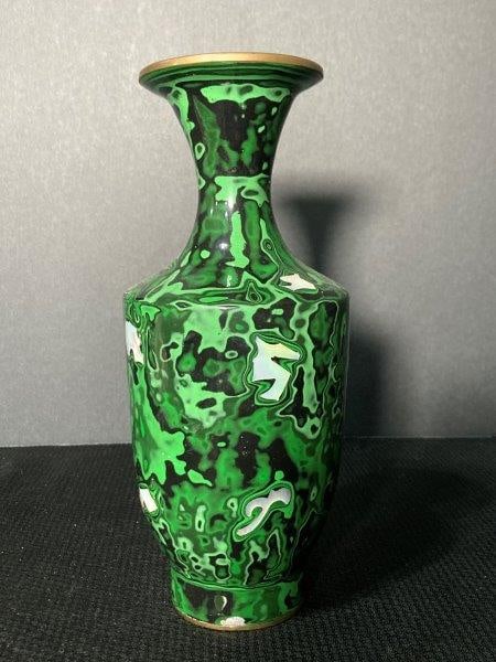 Enameled Brass Vase with Mother of Pearl Inlay (1 of 7)