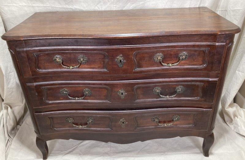 Antique Three Drawer French Walnut Commode (1 of 10)