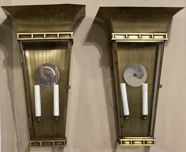 Pair of Brass and Glass Wall Lanterns (1 of 12)