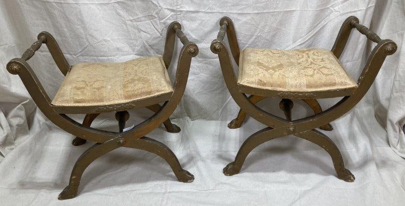 Pair of Early 20th Century Curule Stools (1 of 10)