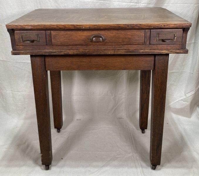 Oak Library Desk with Stand (1 of 9)