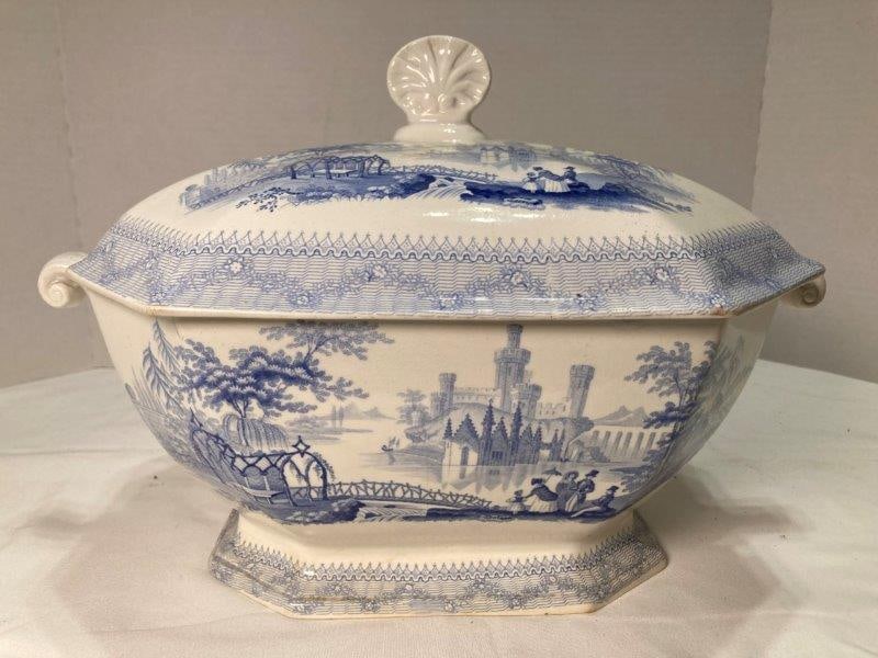 Staffordshire Blue and White Transferware Covered Tureen (1 of 12)