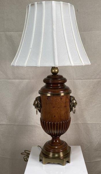 Wooden Urn Lamp with Brass Base and Elements (1 of 8)
