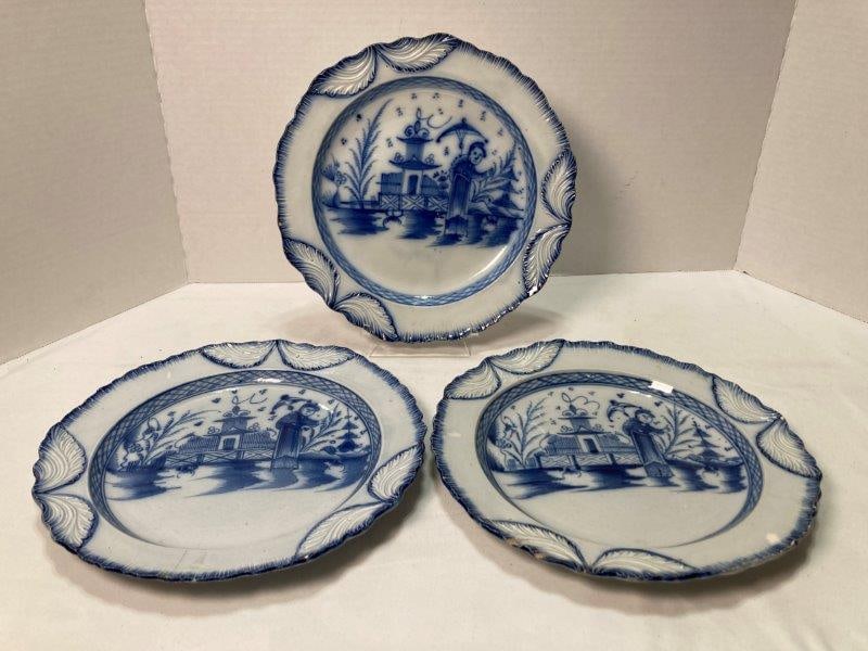 Three Early Blue and White Plates in the Chinese Taste, Probably Leeds (1 of 11)