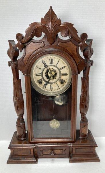 Carved Walnut Rooster Head Clock (1 of 8)