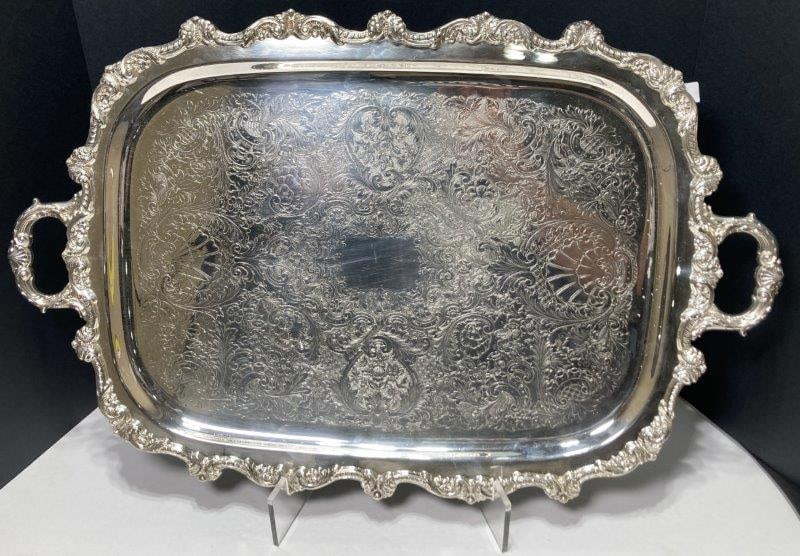 Footed Silver Plate Tray (1 of 7)
