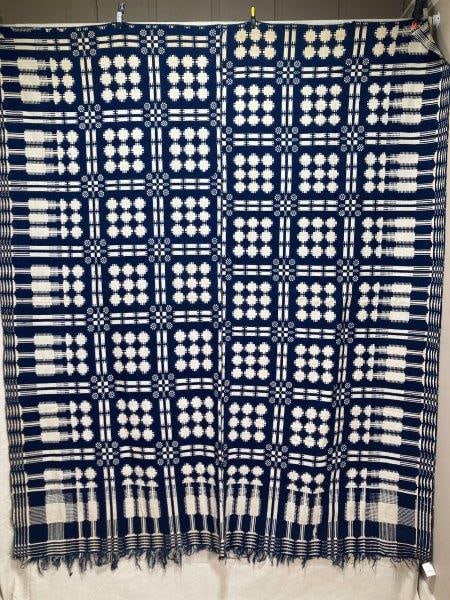 Blue and White Overshot Coverlet (1 of 11)