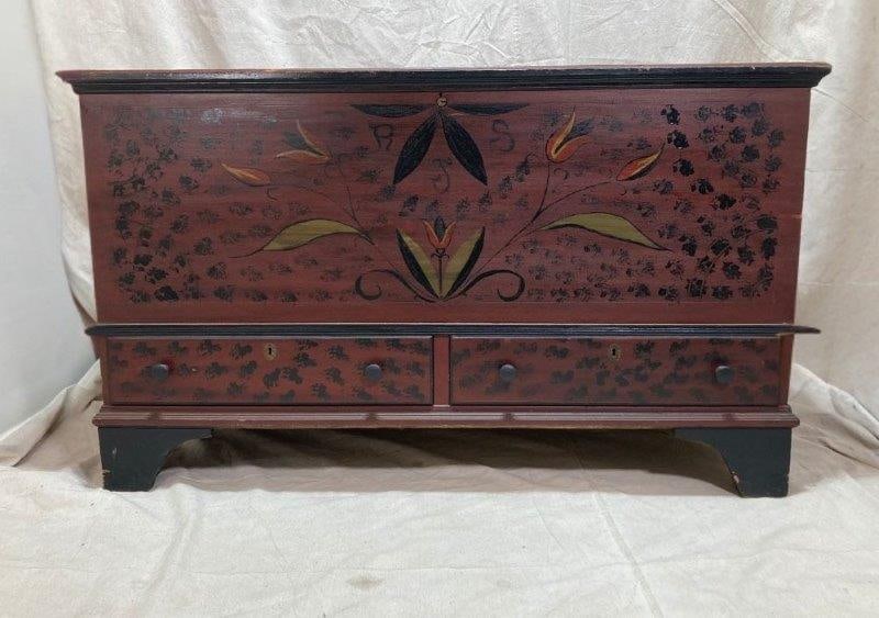 Polychromed Blanket Chest with Drawers (1 of 8)