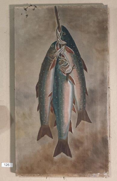 "Three Trout on a Stringer" Oil on Canvas by Maude Burns, 1893 (1 of 6)