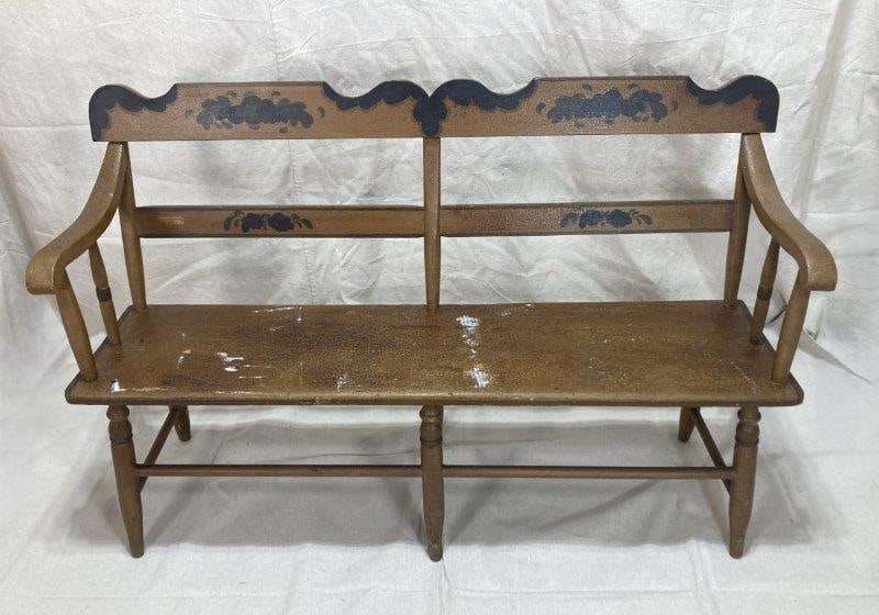 Early Child's Polychromed Windsor Bench (1 of 16)