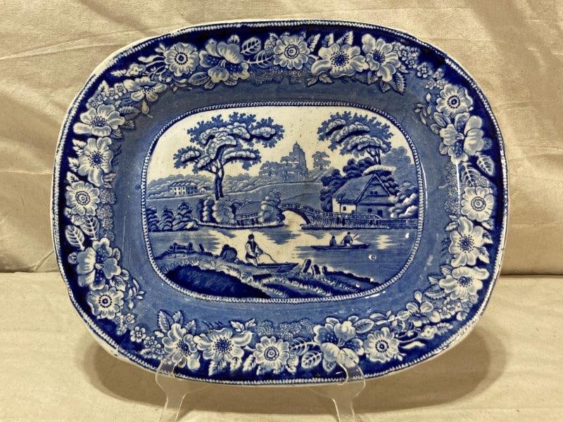 Staffordshire Blue and White Wild Rose Platter (1 of 9)