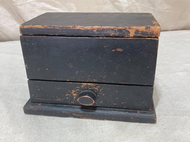 Country Painted Black Box with Drawer (1 of 9)
