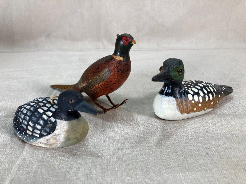 Three Carved Polychrome Wooden Birds (1 of 20)