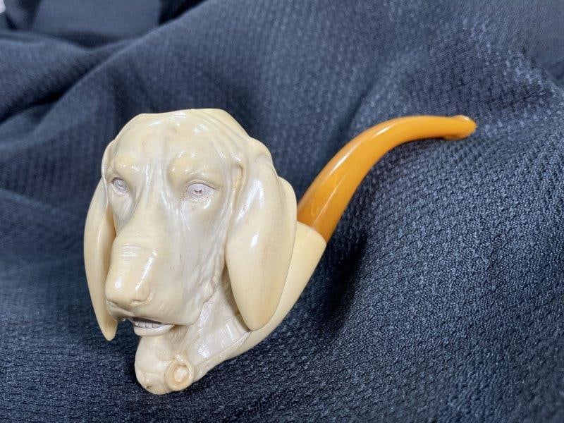 Antique Hunting Dog Carved Meerschaum Pipe (1 of 11)