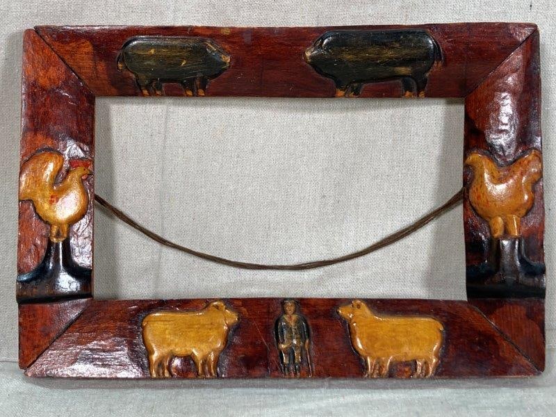 Folk Art Carved Frame Farm Animals (1 of 5)