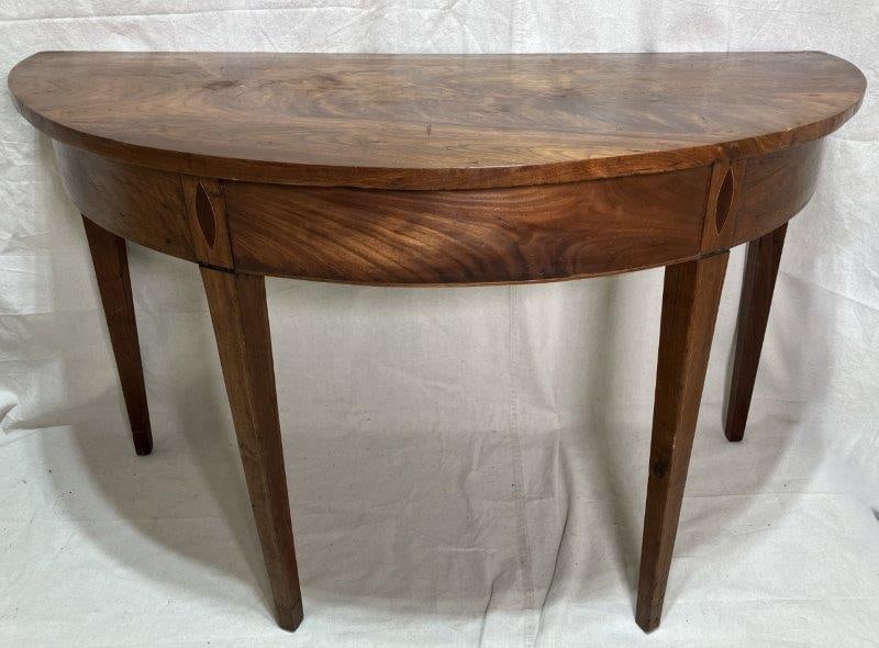 Greenville County Inlay Walnut Demi-Lune Table (1 of 9)