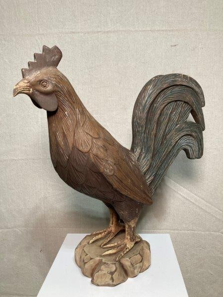 Polychromed Folk Art Carved Rooster (1 of 9)