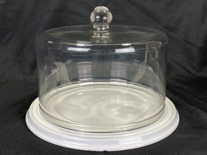 Early Hand-Blown Glass Dome with Enamel Tray (1 of 10)