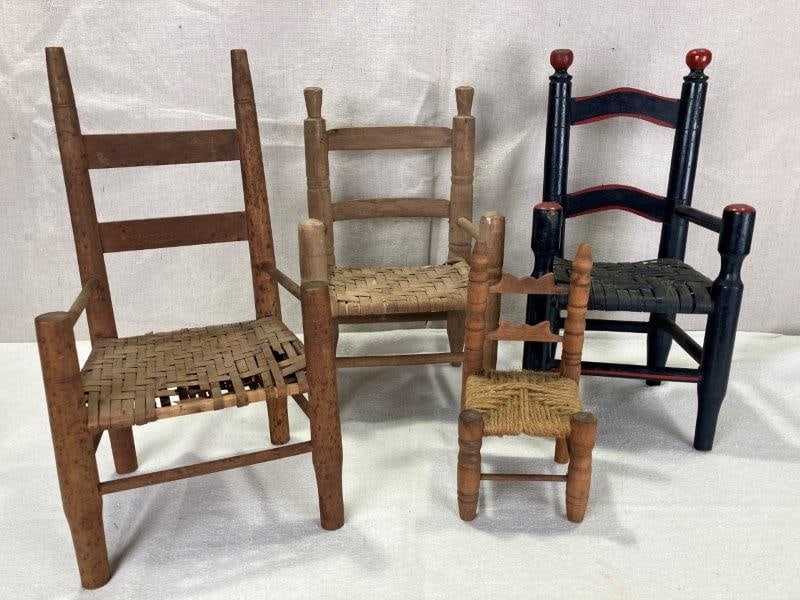 Set of Four Miniature Country Ladderback Chairs (1 of 16)