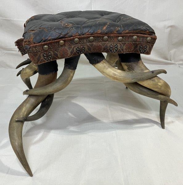 Antique Horn and Leather Stool (1 of 20)
