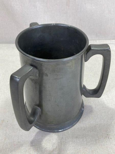 Large Three-Handled Pewter Beer Tankard (1 of 10)