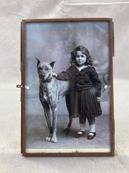 Early Framed Photograph of Girl and Dog (1 of 7)