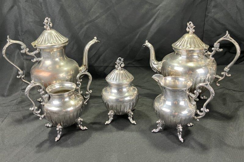 Five-Piece Silver on Copper Tea and Coffee Service (1 of 20)
