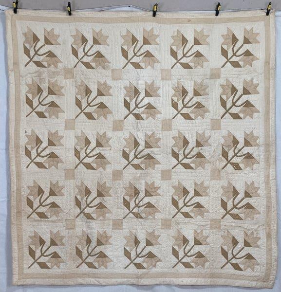 Handmade Applique Quilt with Repeating Tulip Pattern (1 of 12)