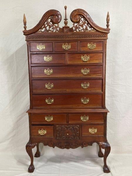 Carved Mahogany Chippendale Style Highboy Chest (1 of 13)