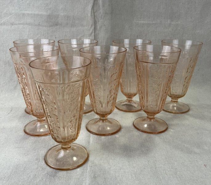 Eight Mayfair Pink Depression Glass Tumblers (1 of 11)