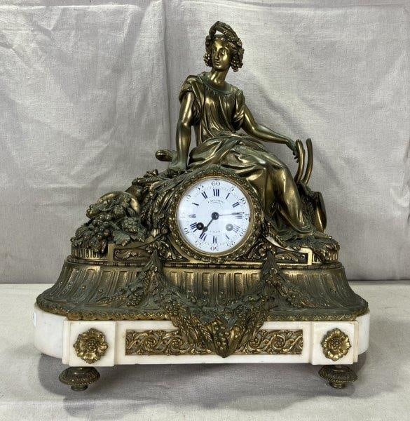 E. De. Labroue Parisian Gilt Bronze Figurative Mantel Clock (1 of 19)