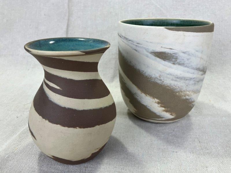 Two W.J. Gordy Swirl Art Pottery Vases (1 of 10)