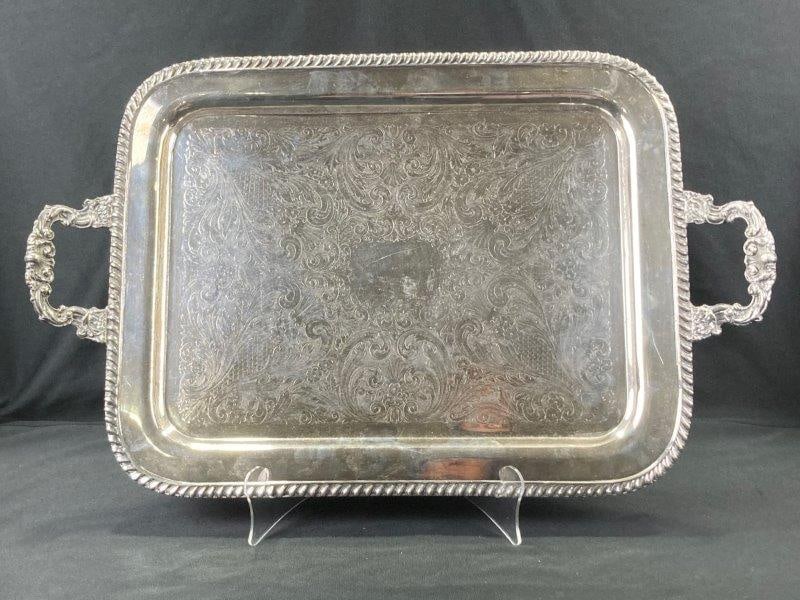 Large Silverplate Footed Tray (1 of 11)
