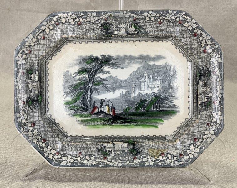 19th Century Polychrome Transferware Platter (1 of 10)