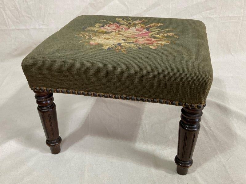 Antique Needlepoint Footstool (1 of 13)