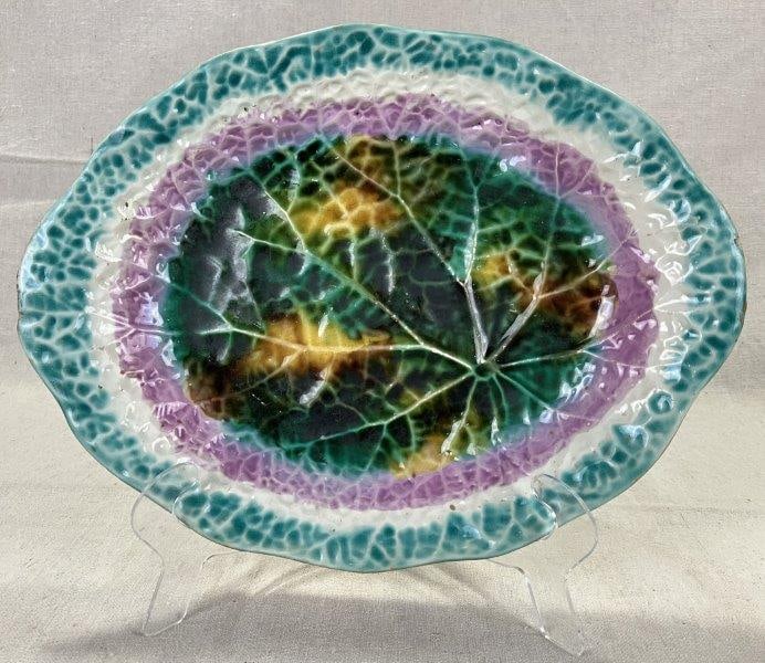 Majolica Begonia Leaf Dish,19th Century (1 of 8)