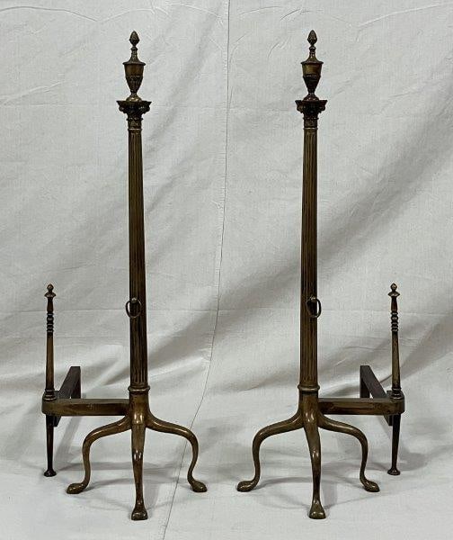 Fine Pair of Georgian Brass Andirons (1 of 6)