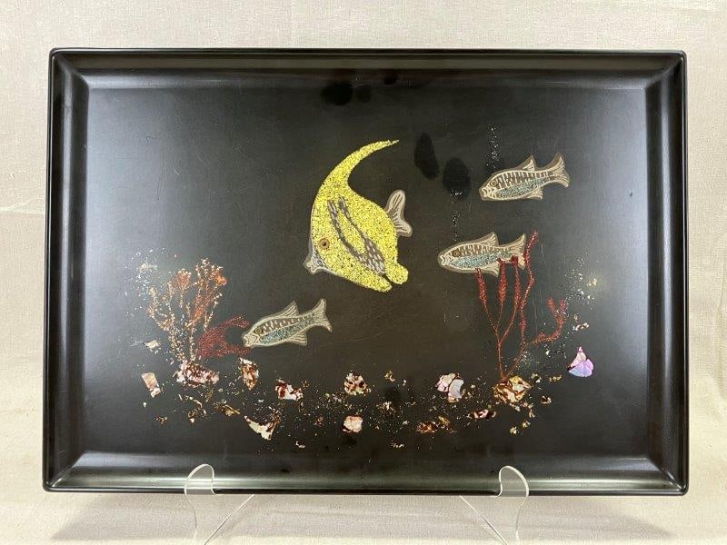 Couroc Inlaid Tray with Abalone and Mixed Materials (1 of 7)