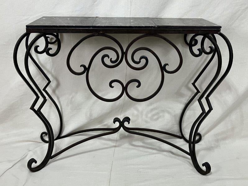 Wrought Iron Patio Table with Marble Top (1 of 8)