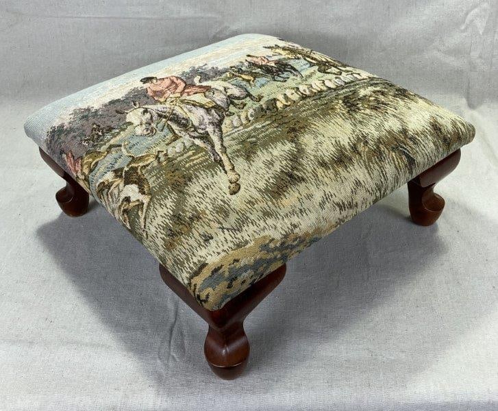 Corona Decor Co. Equestrian Embroidered Tapestry Footstool (1 of 14)