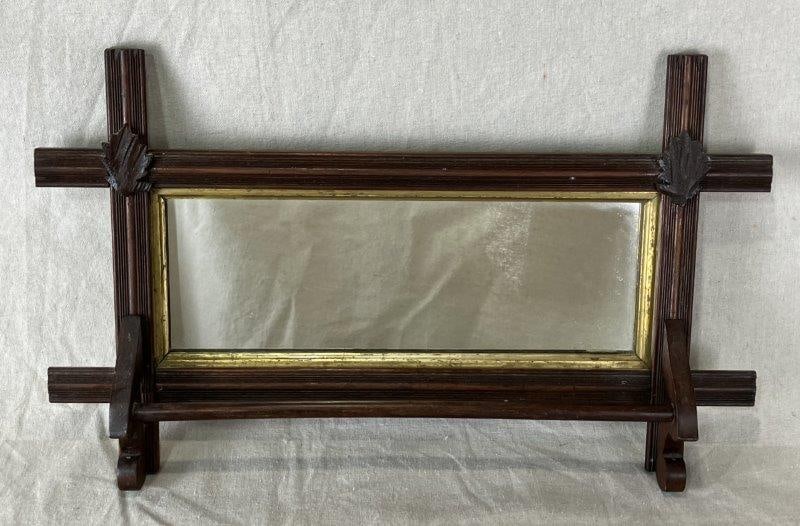 Carved Walnut Mirror Towel Rack (1 of 7)