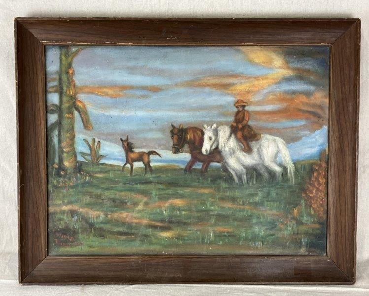 Equestrian Horse and Rider Oil Painting,1968 (1 of 11)
