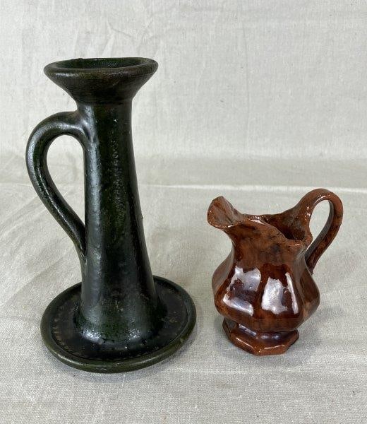 Two Pieces of Pottery: Candlestick and Creamer (1 of 16)