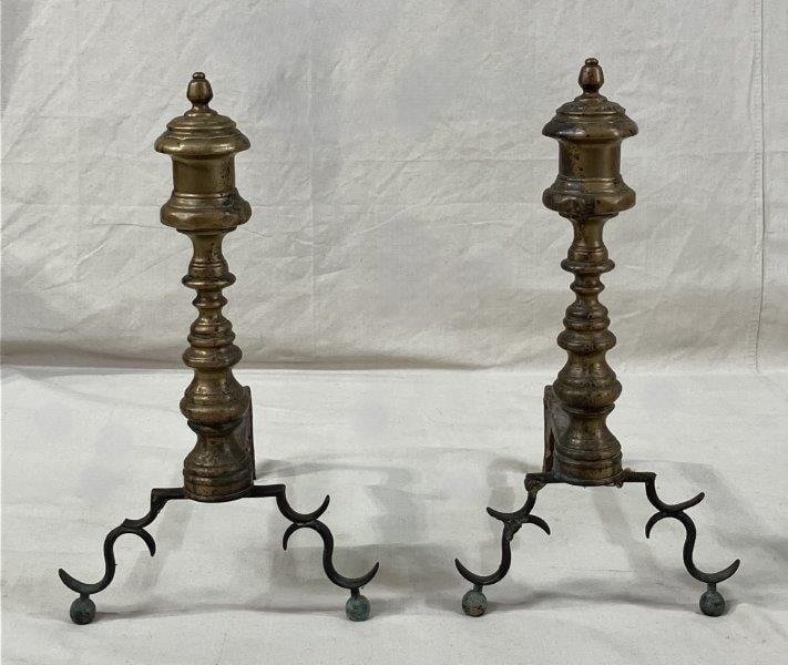 Pair of Brass Federal-Style Andirons (1 of 10)